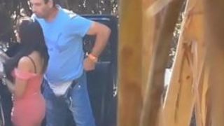 Мужик в кустах выебал сексапильную проститутку стоя и раком